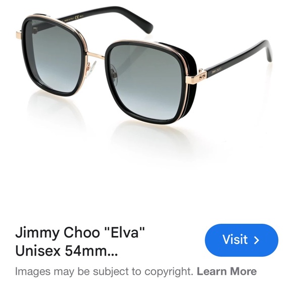 JIMMY CHOO "ELVA" unisex 54 mm rectangular frame sunglasses AUTHENTIC - Picture 2 of 15